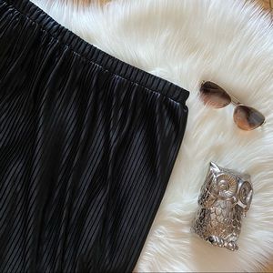 LOFT Black Shiny Pleated Skirt